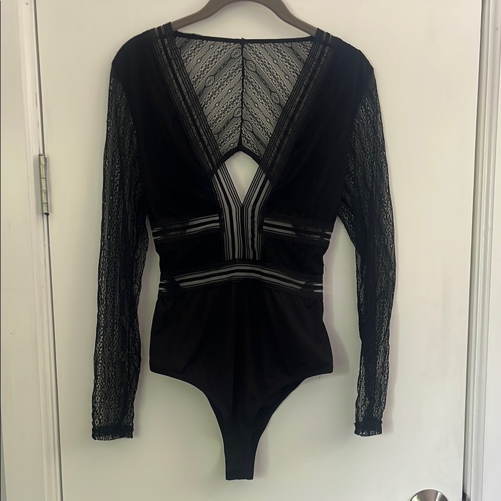 Lulu’s Open Back Lace Bodysuit